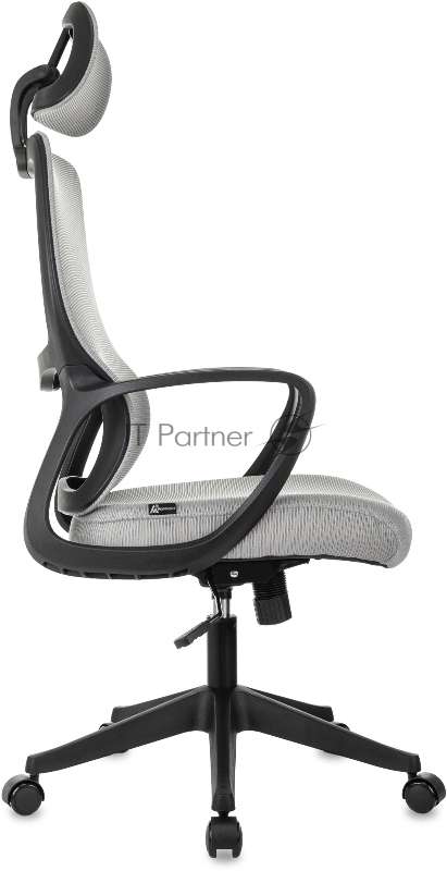 Кресло руководителя Бюрократ Wise серый сетка/ткань с подголов. крестов. пластик