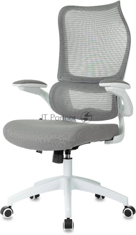 Кресло руководителя Бюрократ Sigma WH 1 серый сетка/ткань крестов. пластик пластик белый