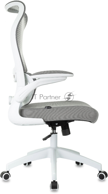 Кресло руководителя Бюрократ Sigma WH 1 серый сетка/ткань крестов. пластик пластик белый