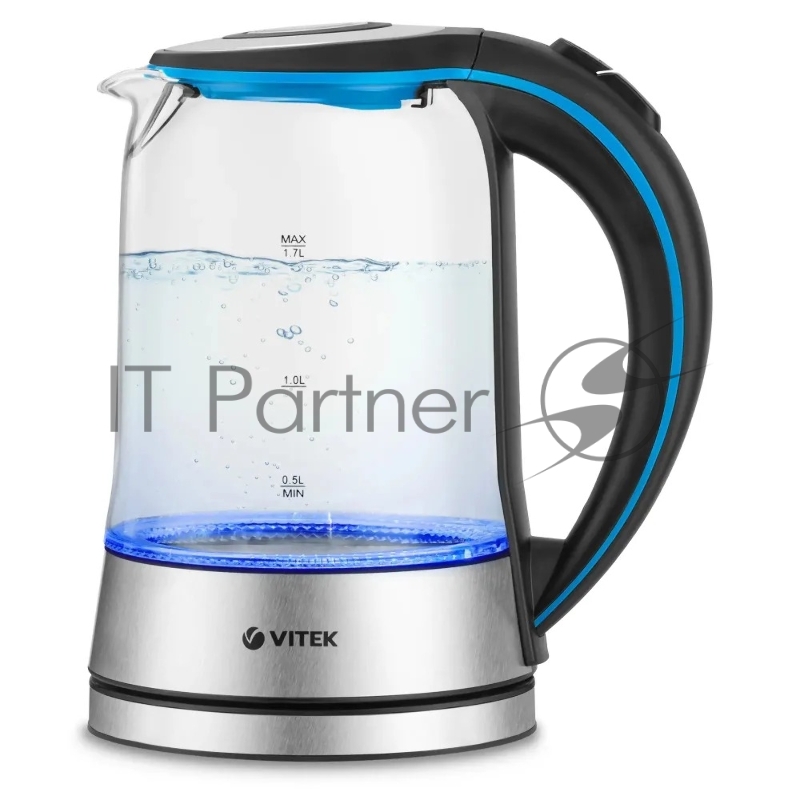 Чайник электрический Vitek VT-7028 1.7л. 2200Вт прозрачный корпус: стекло