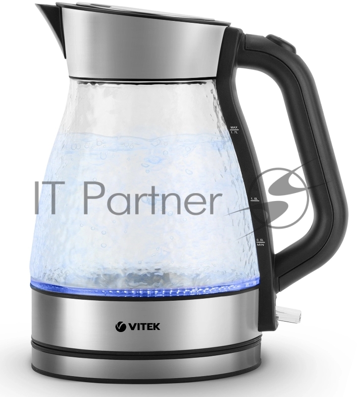 Чайник электрический Vitek VT-8808 1.7л. 2200Вт разноцветный корпус: стекло/металл