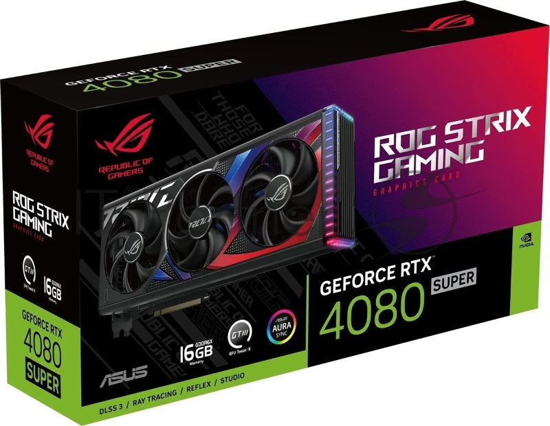 Видеокарта Asus PCI-E 4.0 ROG-STRIX-RTX4080S-16G-GAMING NVIDIA GeForce RTX 4080 Super 16Gb 256bit GDDR6X 2550/23000 HDMIx2 DPx3 HDCP Ret