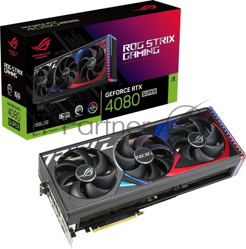 Видеокарта Asus PCI-E 4.0 ROG-STRIX-RTX4080S-16G-GAMING NVIDIA GeForce RTX 4080 Super 16Gb 256bit GDDR6X 2550/23000 HDMIx2 DPx3 HDCP Ret