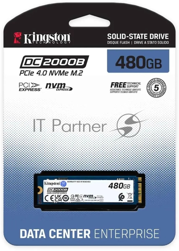 Накопитель SSD Kingston PCIe 4.0 x4 480GB SEDC2000BM8/480G DC2000B M.2 2280 0.4 DWPD