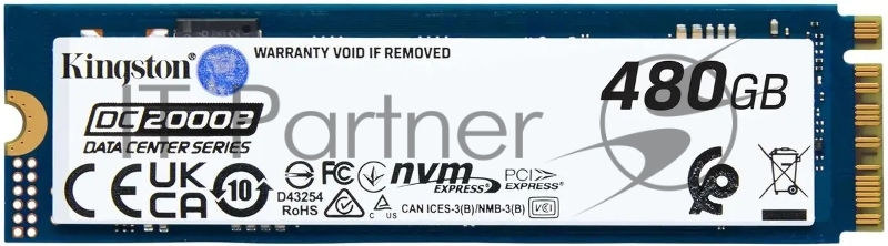 Накопитель SSD Kingston PCIe 4.0 x4 480GB SEDC2000BM8/480G DC2000B M.2 2280 0.4 DWPD