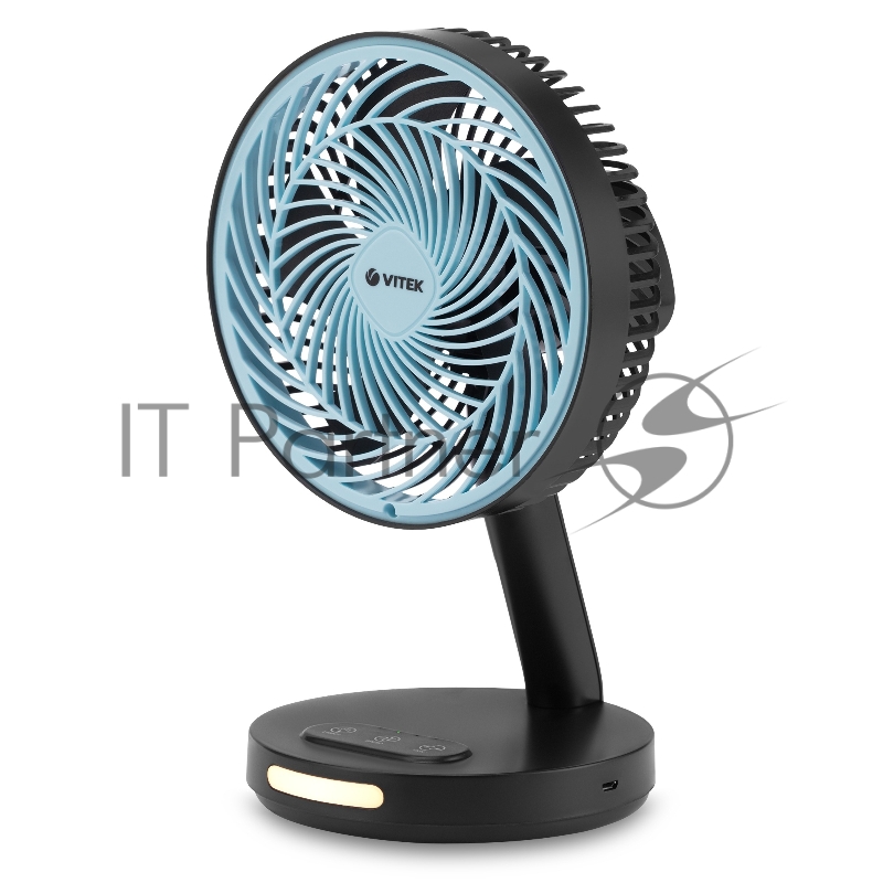 Вентилятор настольный Vitek VT-2072 10Вт скоростей:3 черный/голубой