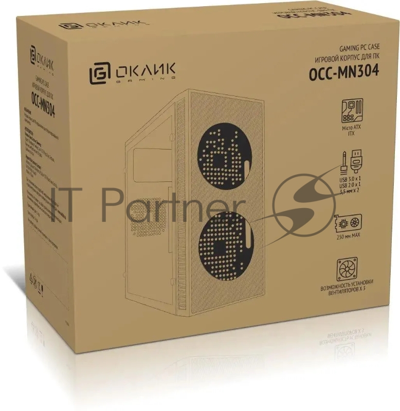 Корпус Оклик OCC-MN304 черный без БП mATX 1x80mm 2x120mm 1xUSB2.0 1xUSB3.0 audio