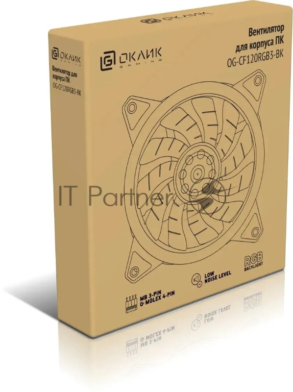 Вентилятор для корпуса Оклик OG-CF120RGB3-BK RGB 120х120x25 черный 3-pin 4-pin (Molex) 23дБ Ret