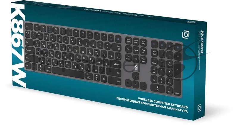Клавиатура Оклик K867W беспроводная USB серый/черный (2002130)