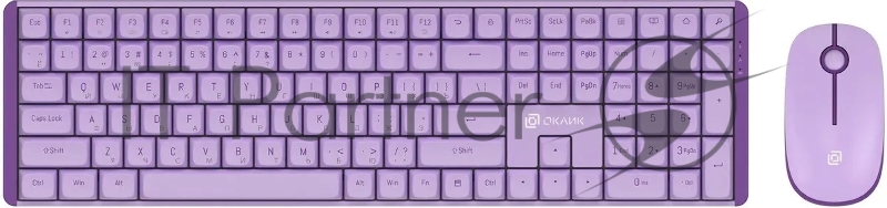 Комплект клавиатура+мышь Оклик S315W беспроводной USB 1600 DPI сиреневый (1978643)