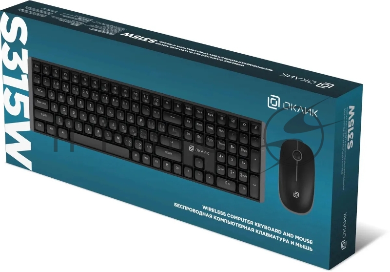 Комплект клавиатура+мышь Оклик S315W беспроводной USB 1600 DPI черный (1978741)