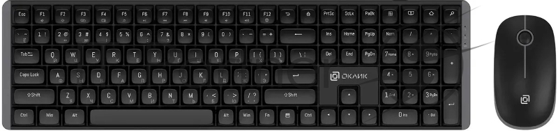 Комплект клавиатура+мышь Оклик S315W беспроводной USB 1600 DPI черный (1978741)