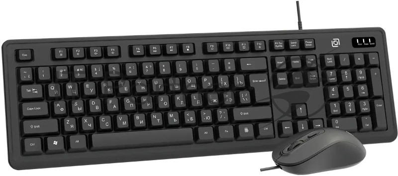 Комплект клавиатура+мышь Оклик S605 проводной USB 1800 DPI черный