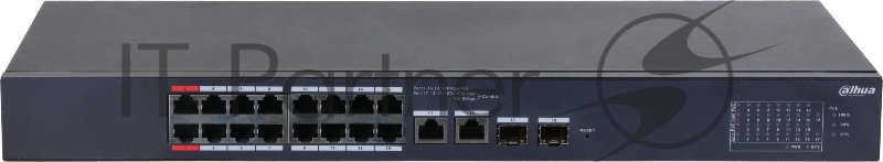Коммутатор Dahua DH-CS4218-16ET-135 (L2) 16x100Мбит/с 2xКомбо (1000BASE-T/SFP) 16PoE 135W управляемый