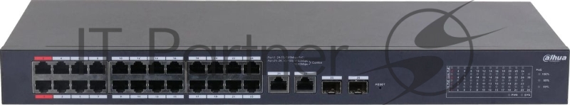 Коммутатор Dahua DH-CS4226-24ET-375 (L2) 24x100Мбит/с 2xКомбо (1000BASE-T/SFP) 2SFP 24PoE 375W управляемый