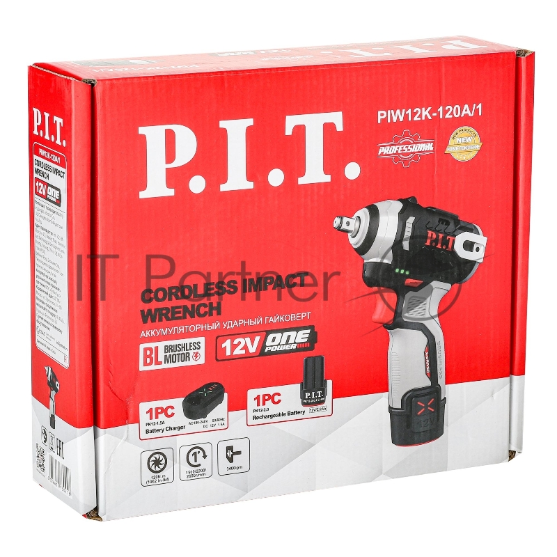 Гайковерт P.I.T. PIW12K-120A/1 аккум. патрон:квад.3/8