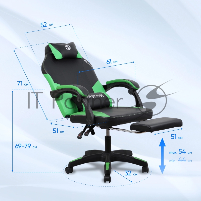 Кресло игровое Оклик Cooldown черный/зеленый