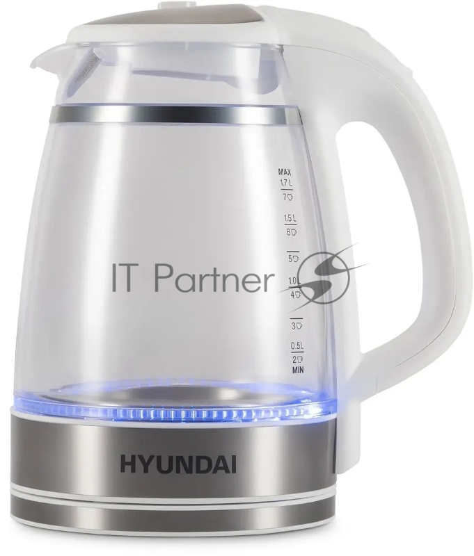 Чайник электрический Hyundai HYK-G3506 1.7л. 2200Вт белый/серебристый корпус: стекло