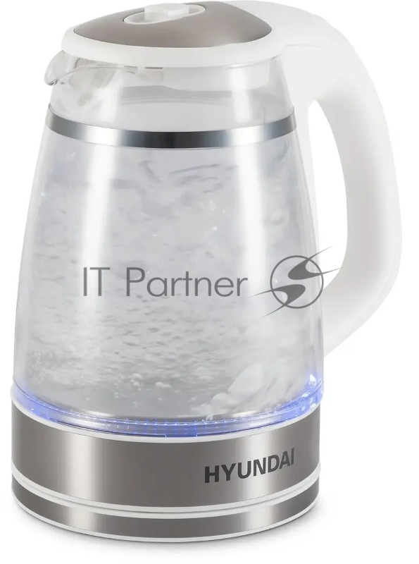 Чайник электрический Hyundai HYK-G3506 1.7л. 2200Вт белый/серебристый корпус: стекло