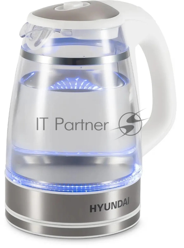 Чайник электрический Hyundai HYK-G3506 1.7л. 2200Вт белый/серебристый корпус: стекло