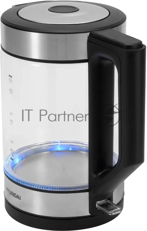 Чайник электрический Hyundai HYK-G3509 1.7л. 2200Вт черный/прозрачный корпус: стекло/пластик