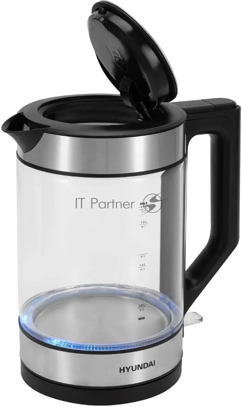 Чайник электрический Hyundai HYK-G4015 1.9л. 2200Вт черный/серебристый корпус: стекло