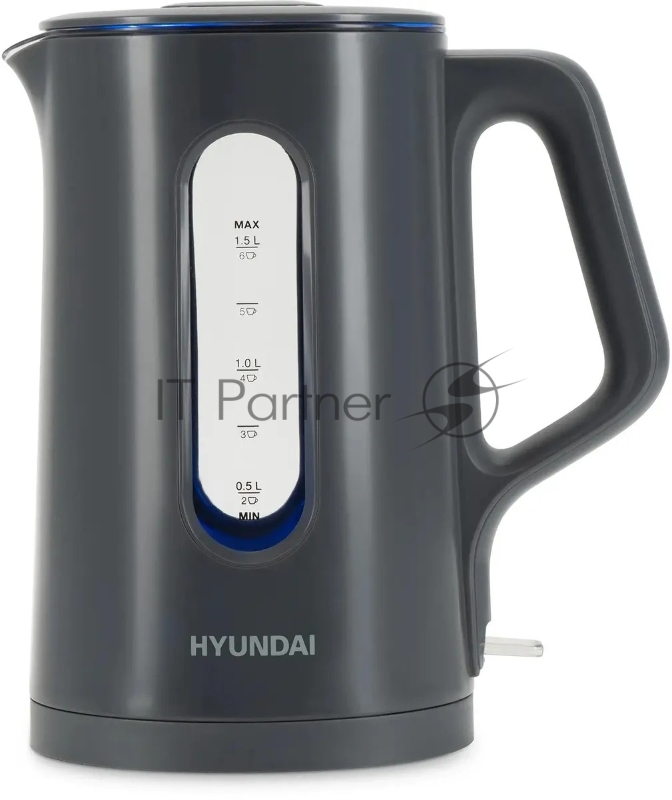 Чайник электрический Hyundai HYK-G4508 1.5л. 1700Вт серый/прозрачный корпус: стекло