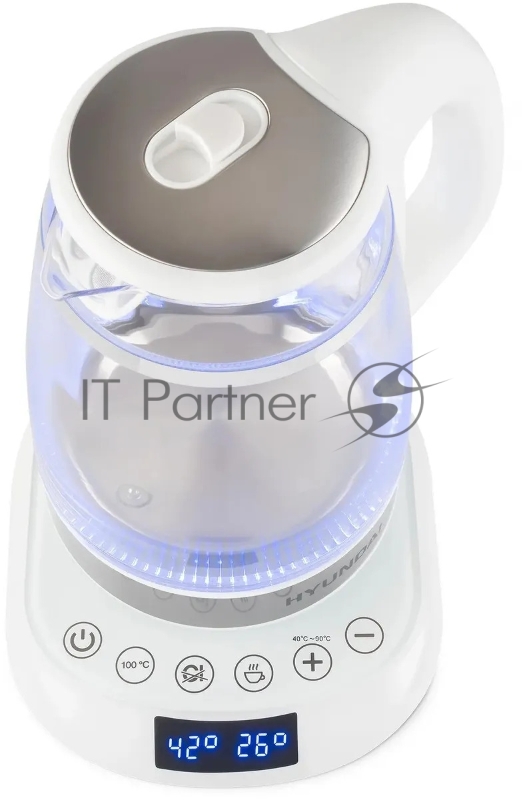 Чайник электрический Hyundai HYK-G5507 1.7л. 2200Вт белый/серебристый корпус: стекло