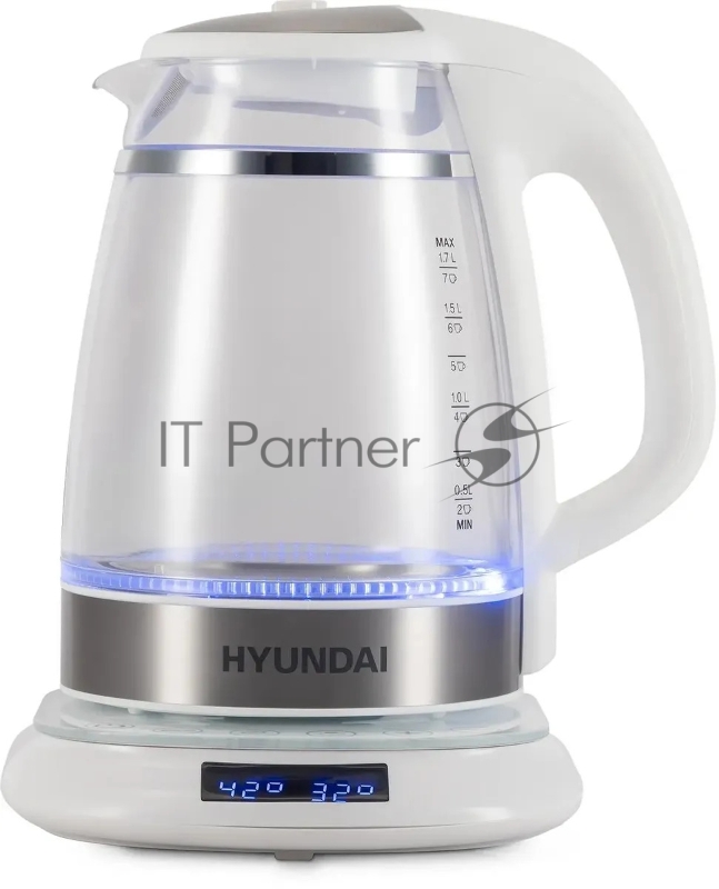 Чайник электрический Hyundai HYK-G5507 1.7л. 2200Вт белый/серебристый корпус: стекло