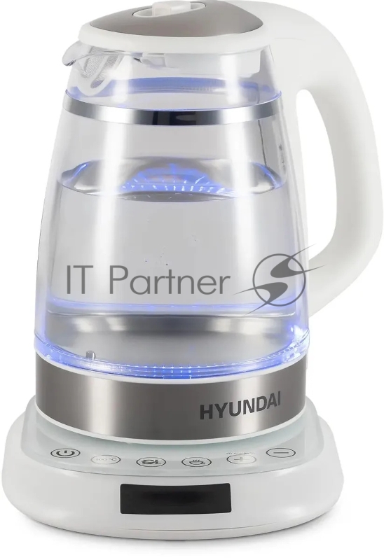 Чайник электрический Hyundai HYK-G5507 1.7л. 2200Вт белый/серебристый корпус: стекло