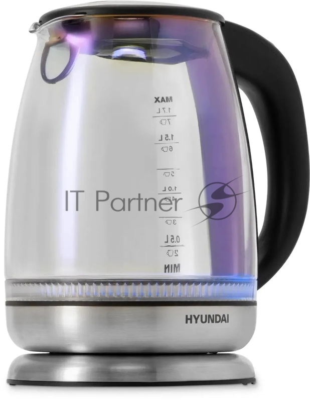 Чайник электрический Hyundai HYK-G8800 1.7л. 2200Вт черный/серебристый корпус: стекло