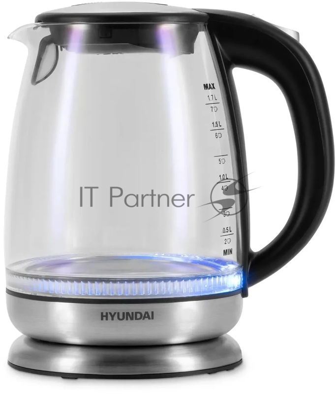 Чайник электрический Hyundai HYK-G8800 1.7л. 2200Вт черный/серебристый корпус: стекло