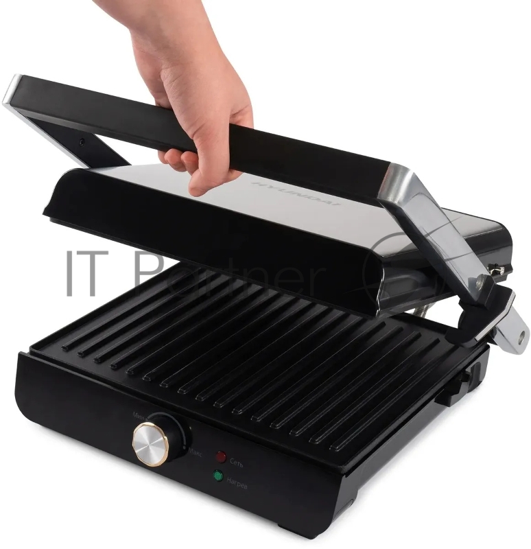 Электрогриль Hyundai HYG-2044 2000Вт черный/черный