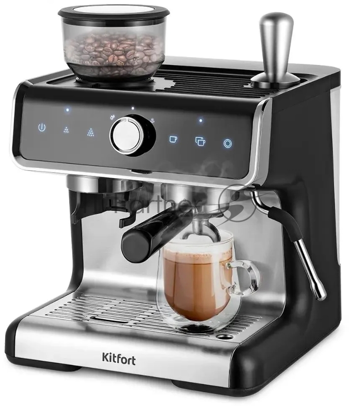 Кофеварка рожковая Kitfort КТ-7173 1550Вт черный/нержавеющая сталь