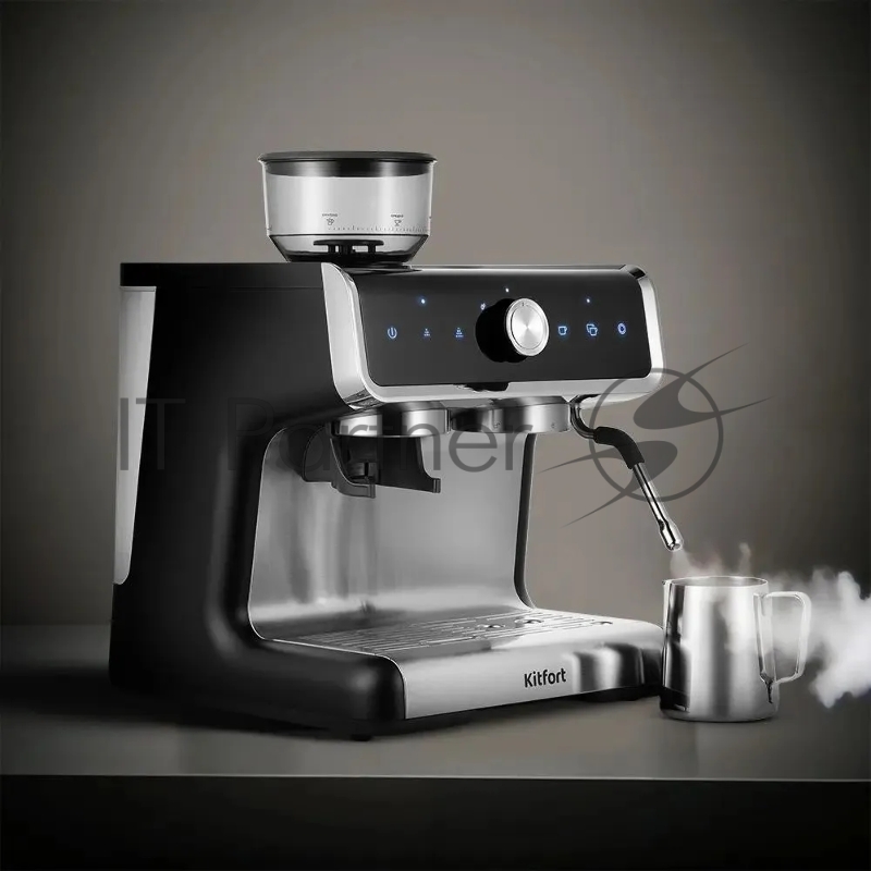 Кофеварка рожковая Kitfort КТ-7173 1550Вт черный/нержавеющая сталь