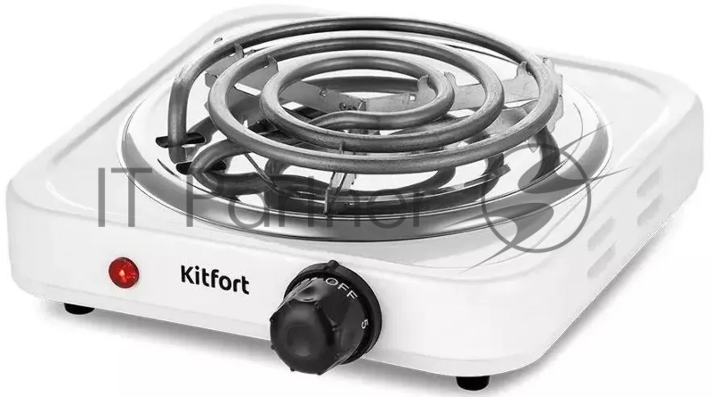 Плита Электрическая Kitfort КТ-175 белый нержавеющая сталь (настольная)