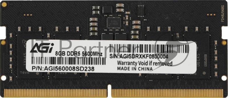 Память DDR5 8GB 5600MHz AGi AGI560008SD238 RTL PC5-44800 CL40 SO-DIMM 262-pin 1.1В single rank Ret