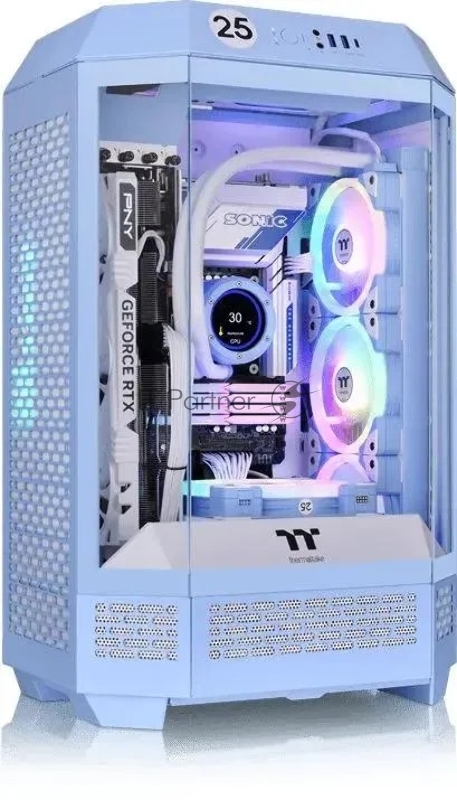Корпус Thermaltake The Tower 300 Hydrangea голубой без БП miniITX 8x120mm 6x140mm 2xUSB3.0 audio bott PSU