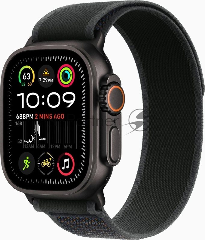 Смарт-часы Apple Watch Ultra 2 2024 A2986 49мм OLED корп.черный титан Trial loop рем.черный разм.брасл.:145-220мм (MX4V3ZP/A)