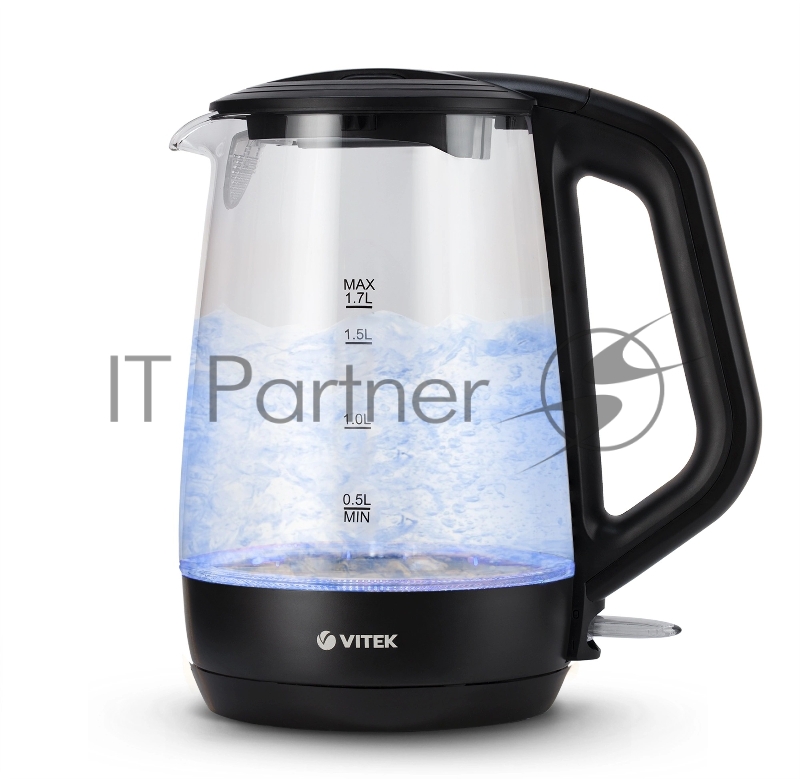 Чайник электрический Vitek VT-7069 прозрачный/черный 1.7л. 2200Вт корпус: стекло