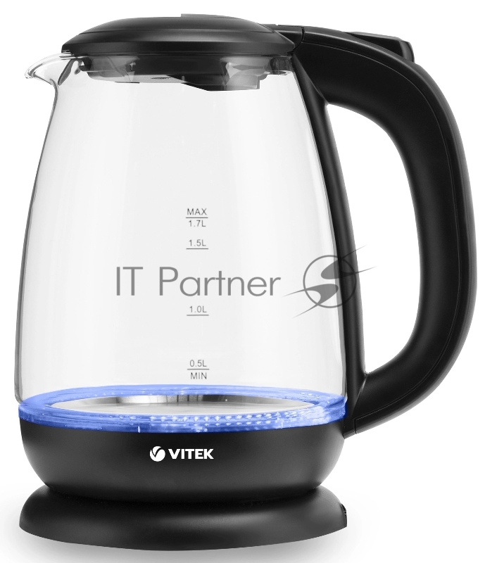 Чайник электрический Vitek VT-7060 прозрачный/черный 1.7л. 2200Вт