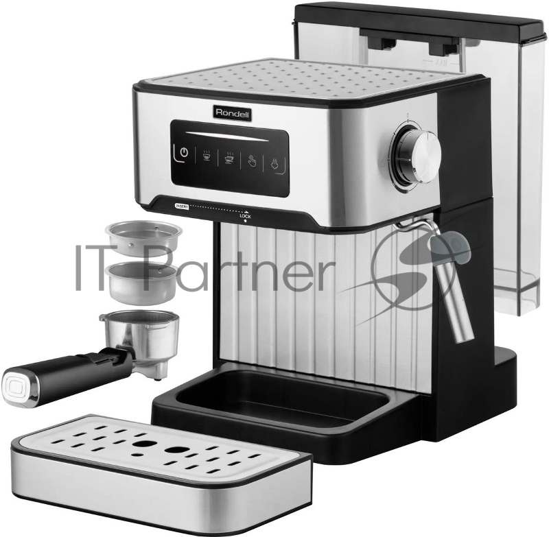 Кофеварка рожковая Rondell RDE-1106, 850Вт, серебристый
