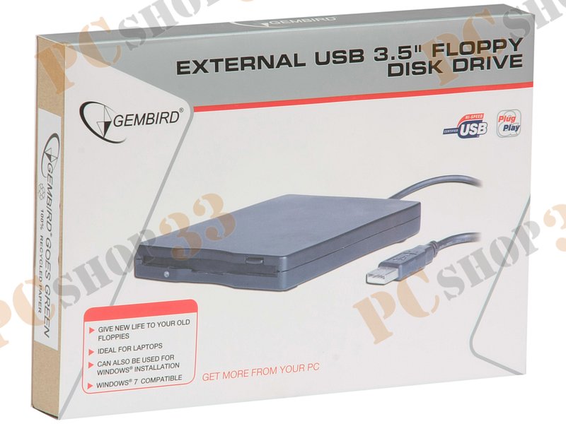 Дисковод 3.5 Gembird FLD-USB, внешн., черный (USB)