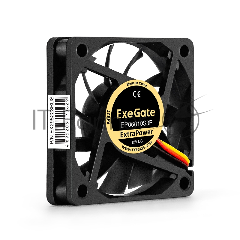 Вентилятор 12В DC ExeGate ExtraPower EP06010S3P (60x60x10 мм, Sleeve bearing (подшипник скольжения), 3pin, 3000RPM, 24dBA)