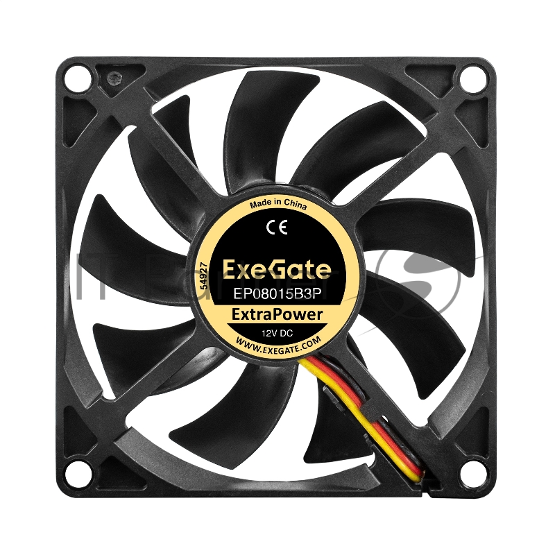 Вентилятор 12В DC ExeGate ExtraPower EP08015B3P (80x80x15 мм, 2-Ball (двойной шарикоподшипник), 3pin, 2600RPM, 26dBA)