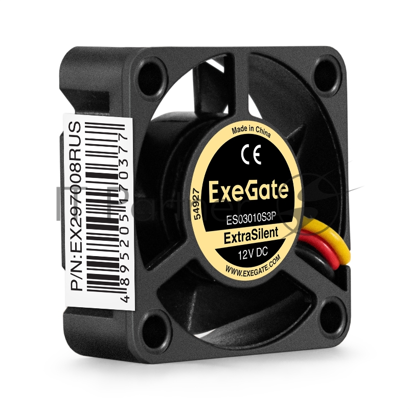 Вентилятор 12B DC ExeGate ExtraSilent ES03010S3P (30x30x10 мм, Sleeve bearing (подшипник скольжения), 3pin, 10000RPM, 27dBA)
