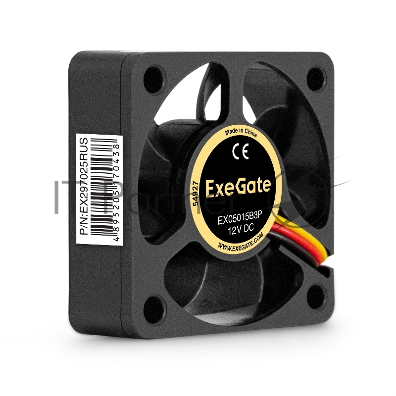 Вентилятор 12В DC ExeGate EX05015B3P (50x50x15 мм, 2-Ball (двойной шарикоподшипник), 3pin, 6000RPM, 33dBA)