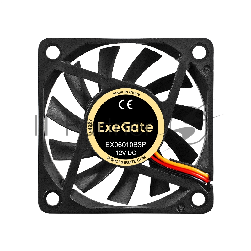 Вентилятор 12В DC ExeGate EX06010B3P (60x60x10 мм, 2-Ball (двойной шарикоподшипник), 3pin, 2000RPM, 16dBA)