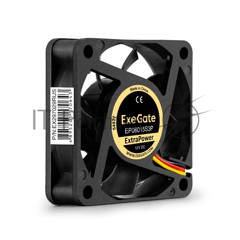 Вентилятор 12В DC ExeGate ExtraPower EP06015S3P (60x60x15 мм, Sleeve bearing (подшипник скольжения), 3pin, 4800RPM, 32dBA)