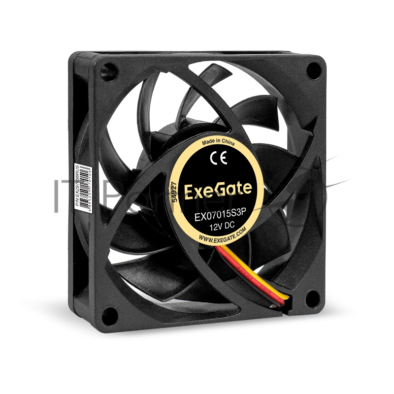 Вентилятор 12В DC ExeGate EX07015S3P (70x70x15 мм, Sleeve bearing (подшипник скольжения), 3pin, 3000RPM, 27dBA)